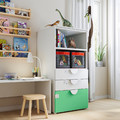 SMÅSTAD / PLATSA Bookcase, white green, with 3 drawers, 60x55x123 cm