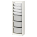TROFAST Storage combination with boxes, white/white grey, 46x30x145 cm