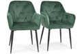 Glamour Chair with Armrests EMMA, velvet, dark green