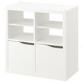 KALLAX Shelving unit, with 2 doors with 2 shelf inserts/wave shaped white, 77x77 cm