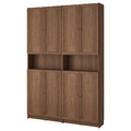 BILLY / OXBERG Bookcase w height extension ut/drs, brown walnut effect, 160x30x237 cm