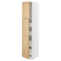 METOD / MAXIMERA Hi cab w 2 doors/4 drawers, white/Forsbacka oak, 40x60x200 cm