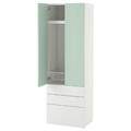 SMÅSTAD / PLATSA Wardrobe, white light green/with 3 drawers, 60x42x181 cm