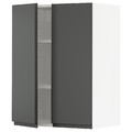 METOD Wall cabinet with shelves/2 doors, white/Voxtorp dark grey, 60x80 cm
