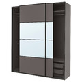 PAX / MEHAMN/AULI Wardrobe with sliding doors, dark grey double sided/dark grey mirror glass, 200x66x236 cm