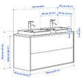 ÄNGSJÖN / BACKSJÖN Wash-stnd w drawers/wash-basin/taps, oak effect/white marble effect, 122x49x71 cm