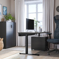 MITTZON Desk, black stained ash veneer/black, 140x80 cm