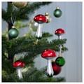 VINTERFINT Tree ornament set of 2, glass/mushroom red