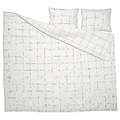 BREDVECKLARE Duvet cover and 2 pillowcases, white blue/check, 200x200/50x60 cm