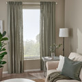 LENDA Curtains with tie-backs, 1 pair, light grey-green, 140x300 cm