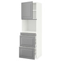 METOD / MAXIMERA Hi cab f micro combi w door/3 drwrs, white/Bodbyn grey, 60x60x200 cm