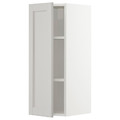 METOD Wall cabinet with shelves, white/Lerhyttan light grey, 30x80 cm