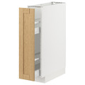 METOD / MAXIMERA Base cabinet/pull-out int fittings, white/Forsbacka oak, 20x60 cm