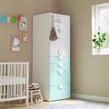 SMÅSTAD / PLATSA Wardrobe, white pale turquoise/with 4 drawers, 60x57x181 cm