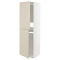 METOD High cabinet for fridge/freezer, white/Havstorp beige, 60x60x200 cm