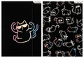 Document File Folder with Elastic Band A4 10pcs Kitty, black, assorted patterns