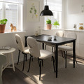 DANDERYD / EBBALYCKE Table and 4 chairs, black/Idekulla beige, 130 cm