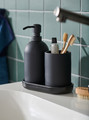 GANSJÖN 3-piece bathroom set, black