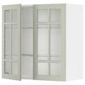 METOD Wall cabinet w shelves/2 glass drs, white/Stensund light green, 80x80 cm