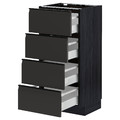 METOD / MAXIMERA Base cab 4 frnts/4 drawers, black/Upplöv matt anthracite, 40x37 cm