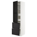 METOD / MAXIMERA Hi cab w shlvs/4 drawers/dr/2 frnts, white/Lerhyttan black stained, 60x60x220 cm