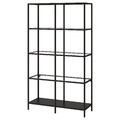 VITTSJÖ Shelving unit, black-brown, glass, 100x175 cm