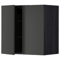METOD Wall cabinet with shelves/2 doors, black/Nickebo matt anthracite, 60x60 cm
