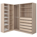 PAX Corner wardrobe, white stained oak effect, 160/188x201 cm