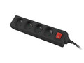 Lanberg Power Strip 4xFR, with circut breaker, full CU, 1.5m, black