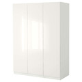 PAX Wardrobe, white, Fardal high-gloss white, 150x60x236 cm
