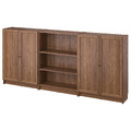 BILLY / OXBERG Bookcase combination with doors, brown walnut effect, 240x30x106 cm