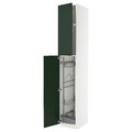 METOD High cabinet with cleaning interior, white/Havstorp deep green, 40x60x240 cm