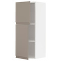 METOD Wall cabinet with shelves/2 doors, white/Upplöv matt dark beige, 40x100 cm