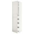 METOD / MAXIMERA Hi cab w 2 doors/4 drawers, white/Ringhult light grey, 60x60x240 cm