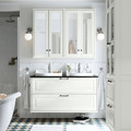 TÄNNFORSEN / RUTSJÖN Wash-stnd w drawers/wash-basin/taps, white/black marble effect, 122x49x76 cm