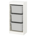 TROFAST Storage combination with boxes, white/grey, 46x30x94 cm