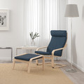 POÄNG Armchair, white stained oak veneer, Hillared dark blue