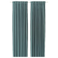 MAJGULL Room darkening curtains, 1 pair, dark grey-turquoise, 145x300 cm