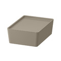 KUGGIS Box with lid, dark grey-beige, 18x26x8 cm