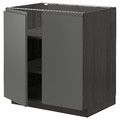 METOD Base cabinet with shelves/2 doors, black/Voxtorp dark grey, 80x60 cm