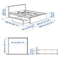 MALM Bed frame, high, w 2 storage boxes, white stained oak veneer, 180x200 cm