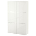 BESTÅ Storage combination with doors, white, Selsviken high-gloss/white, 120x40x192 cm