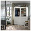 PAX / GRIMO Wardrobe combination, white/clear glass white, 150x66x201 cm