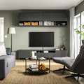 BESTÅ TV storage combination, dark grey/Lappviken/Stubbarp dark grey, 240x42x230 cm