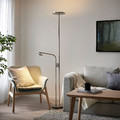 ISJAKT LED floor uplighter/reading lamp, dimmable/nickel-plated, 180 cm