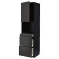 METOD / MAXIMERA Hi cab f micro combi w door/3 drwrs, black/Nickebo matt anthracite, 60x60x220 cm