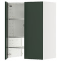 METOD Wall cb f extr hood w shlf/door, white/Havstorp deep green, 60x80 cm