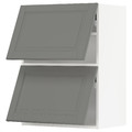 METOD Wall cab horizo 2 doors w push-open, white/Bodbyn grey, 60x80 cm