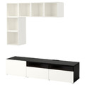 BESTÅ / EKET Cabinet combination for TV, white/black-brown/high-gloss/white, 180x42x170 cm