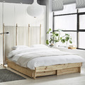 GLAMBERGET Bed frame with storage and mattress, pine/Åkrehamn medium firm, 160x200 cm